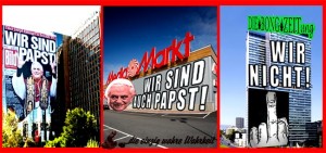 Bildzeitung mit Wir sind Papst Flagge in Berlin Kreuzberg