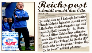 FC Hansa Rostocksteigt in die 3 Liga ab. Neuer Trainer Harald Schmidt.