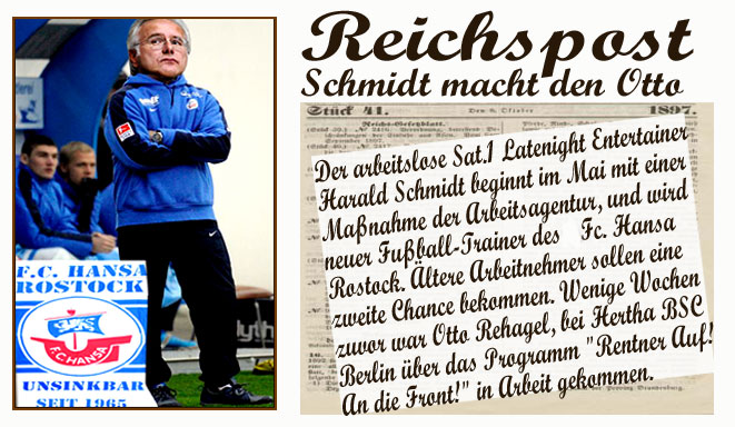 FC Hansa Rostocksteigt in die 3 Liga ab. Neuer Trainer Harald Schmidt.