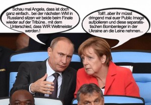 Merkel und Putin beim Fussball WM Finale in Brasilien auf derEhrentribüne